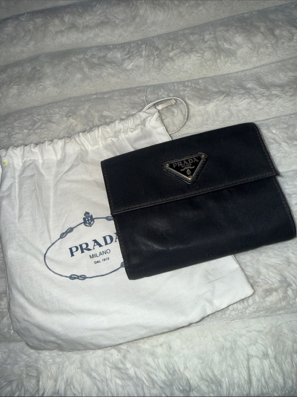 Prada Black Leather Tri-fold Wallet